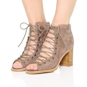 Jeffrey Campbell Cors Suede Lace-Up Peep Toe Bootie